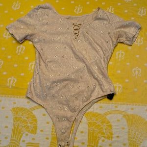 Beige cotton/Lycra top/bodysuit
